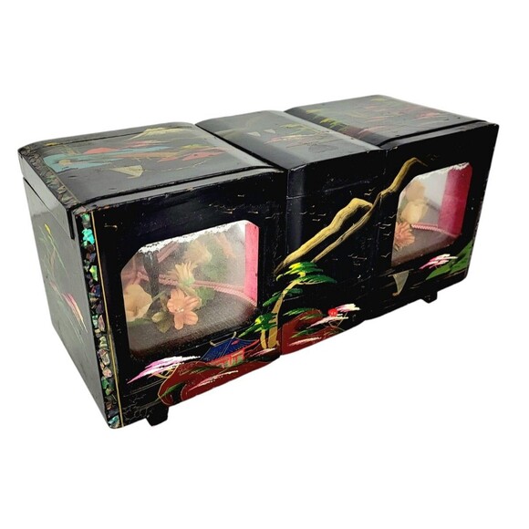 Vintage 1940s Dual Musical Mirrored Jewelry Box Dancing Ballerina & Tuxedo Man - Picture 4 of 16